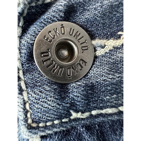 Ecko Unltd Jeans Mens 30x32 Blue Relaxed Fit Distressed Denim Straight Leg Pants - Picture 5 of 9